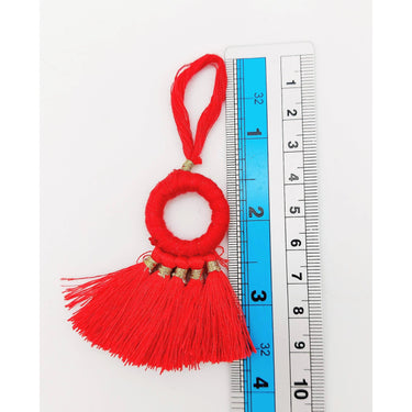 Set of 2 Red Hoop Tassels, Indian Tassels, Boho Chic Tassels